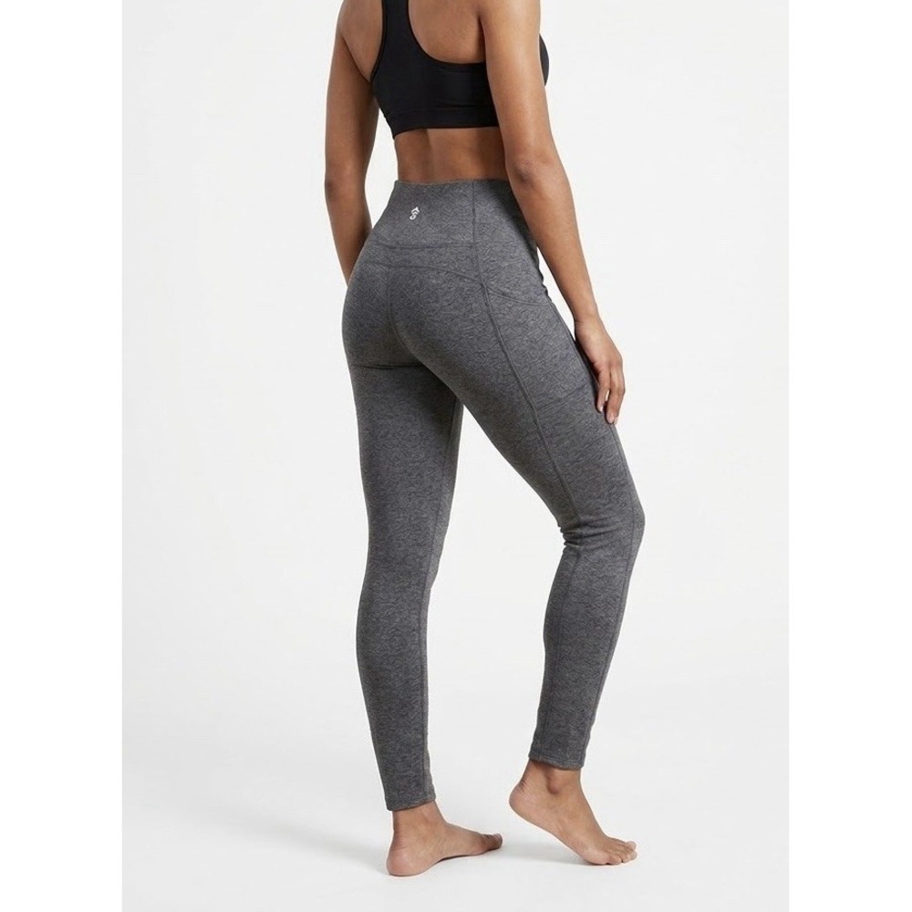 Free Country Women's Therma Fleece Mid Rise Pocket Leggings - Heather Gray Small